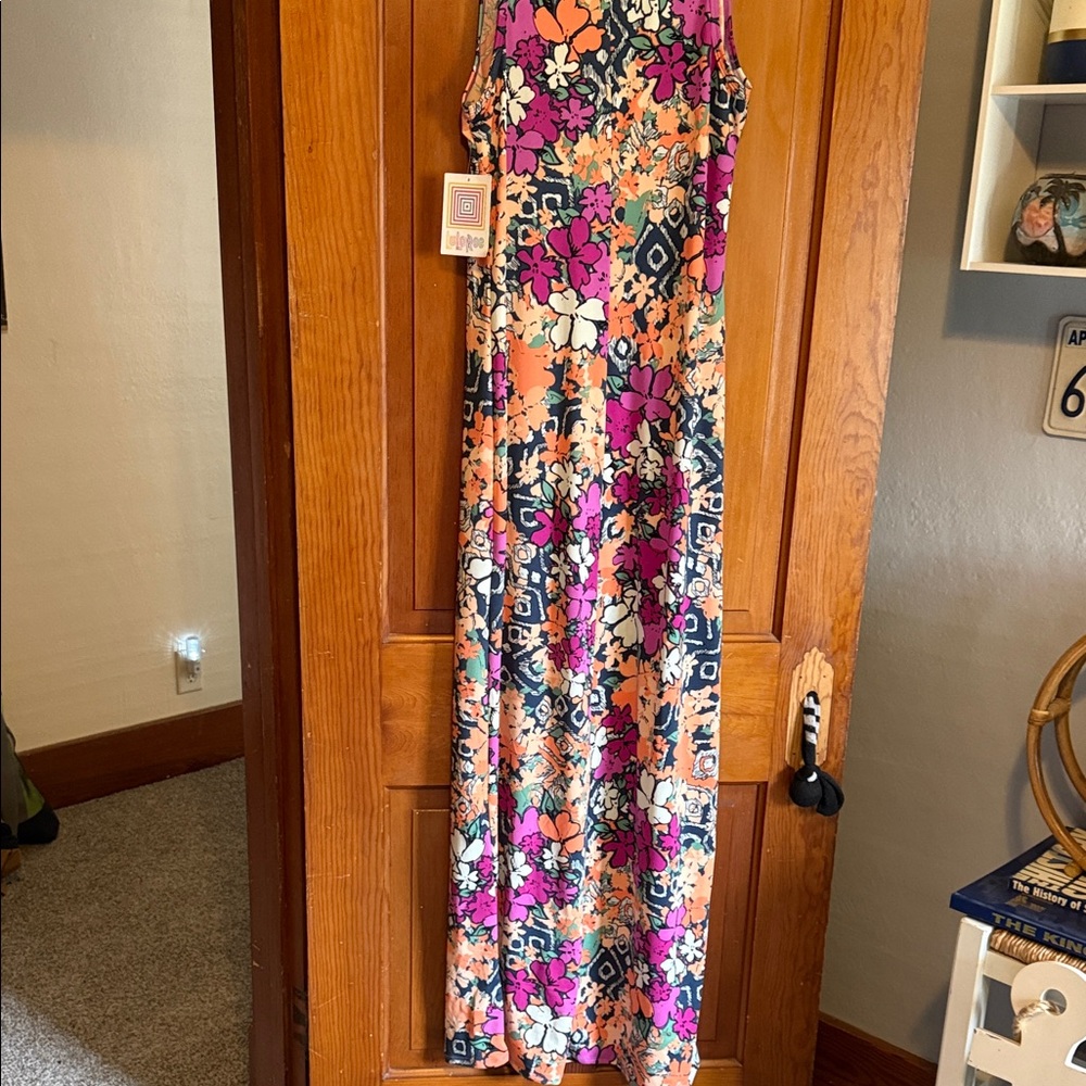 LuLaRoe Floral Maxi Dress - Orange, Pink, Black - Picture 4 of 4